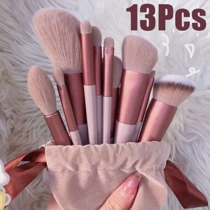 13 Piece Makeup Brush Set .Soft Bristles For Blending Contouring And Daily Use | Random Color