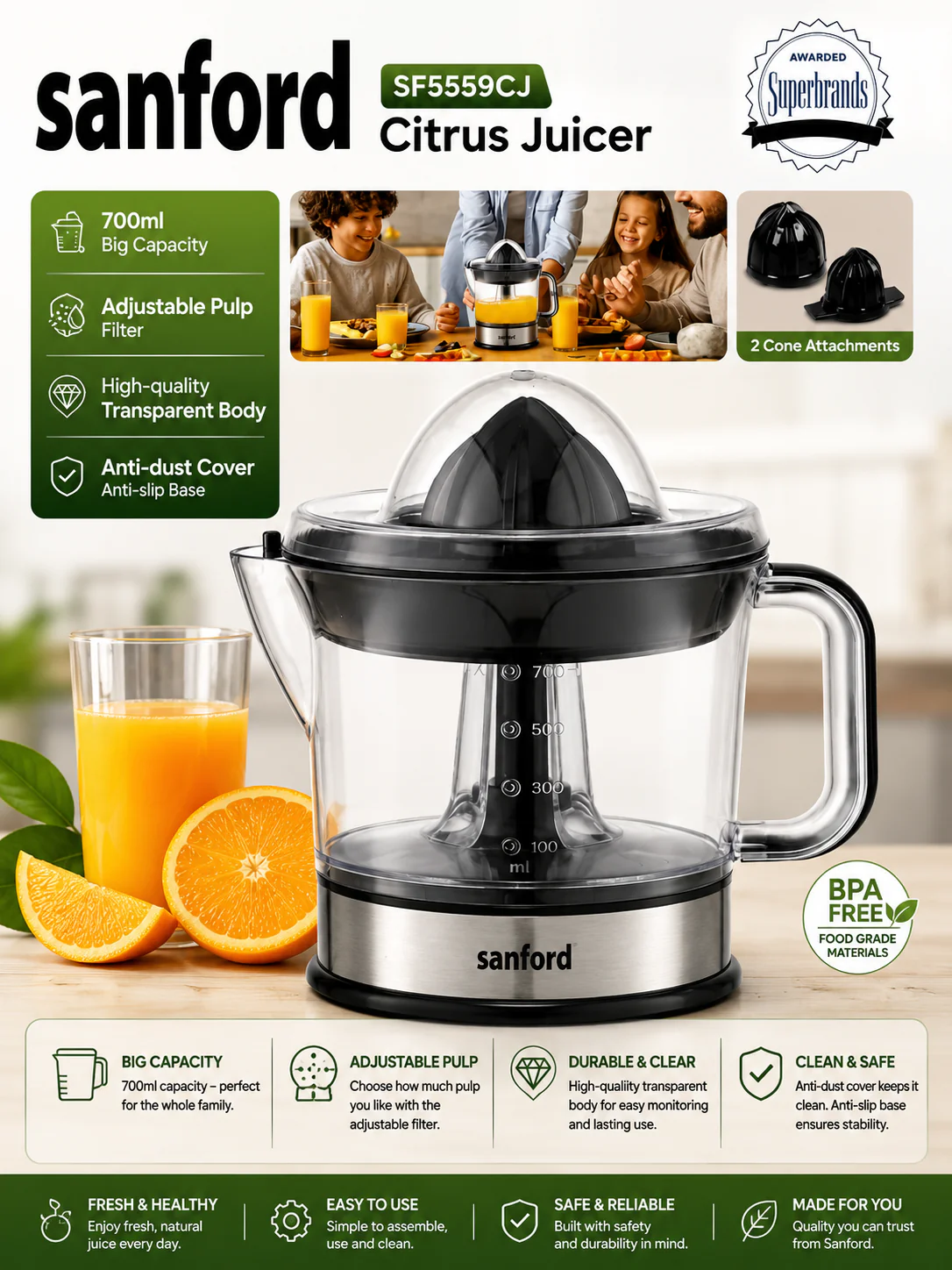 Sanford - Adjustable Pulp Citrus Juicer